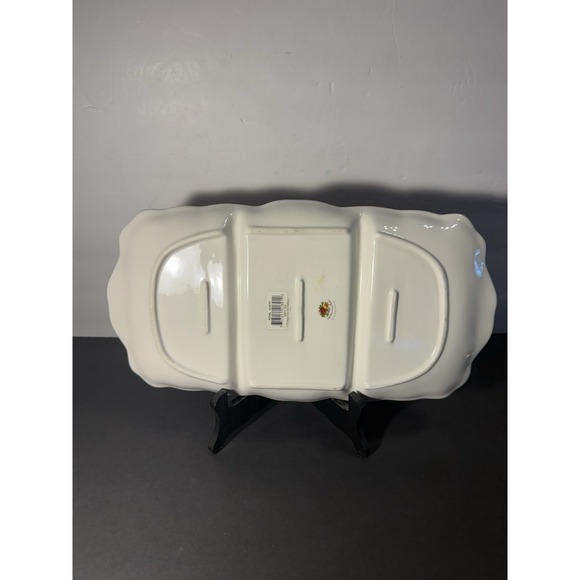 Royal Albert Old Country Roses Holiday 3-Section Tray Christmas Tree 15" Gold - Picture 5 of 6